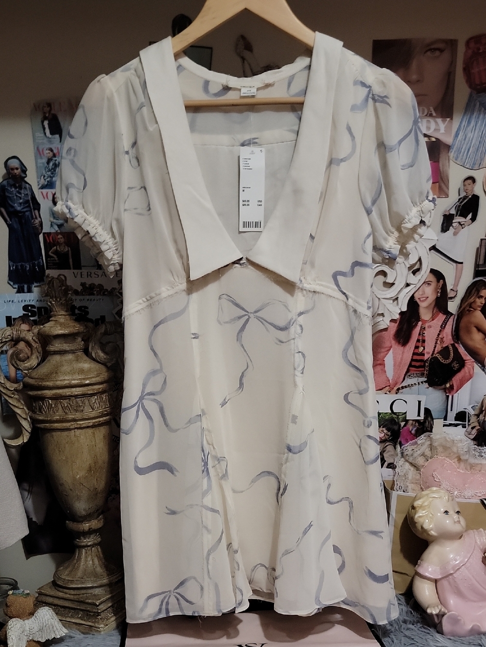 NWT Kimchi Blue Bow Print Mini Dress Medium